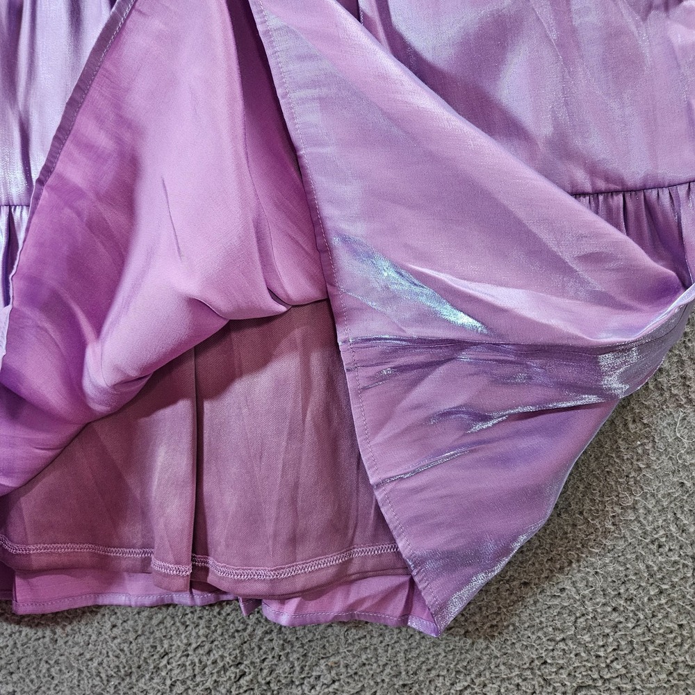 NEW Savanna Jane Dress Small Cap Sleeve Embroidered‎ Lined Shiny Purple - Picture 4 of 8